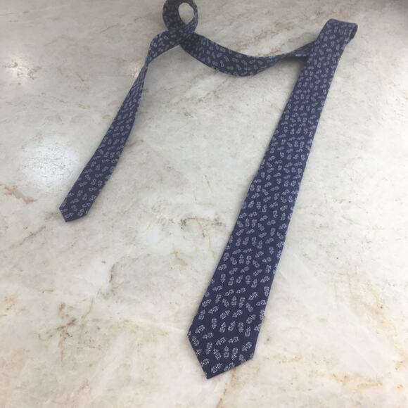 PENGUIN By MUNSINGWEAR BLUE PINEAPPLE PRINT AL COTTON SKINNY TIE - Picture 3 of 12